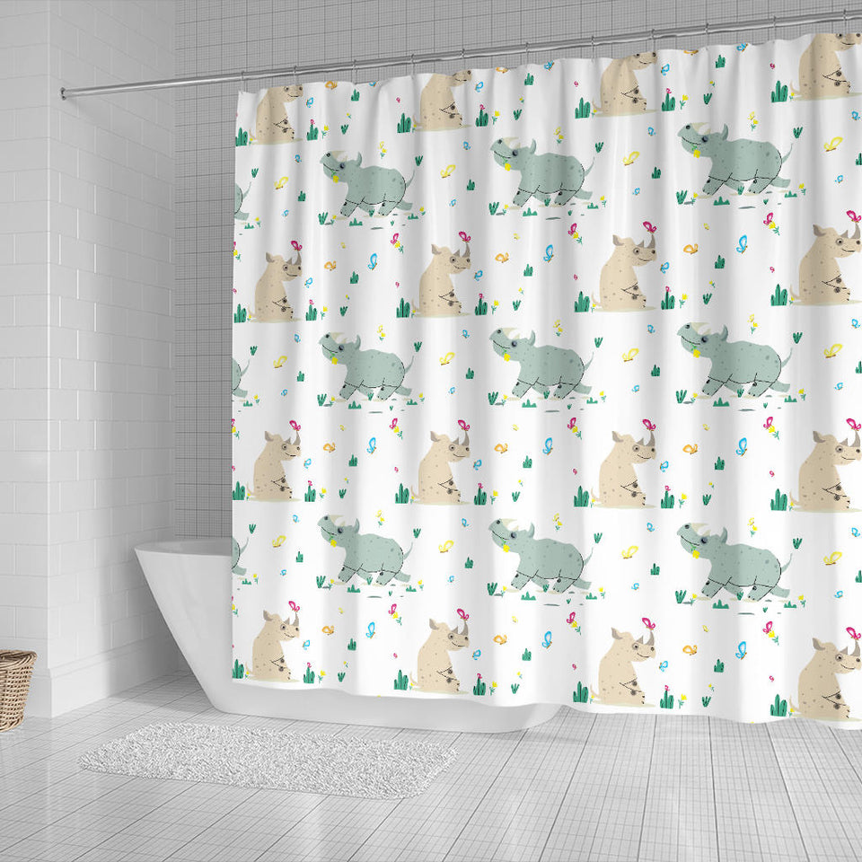 Cute Rhino Pattern Shower Curtain Fulfilled In US