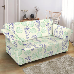 Seahorse Shell Pattern Loveseat Couch Slipcover