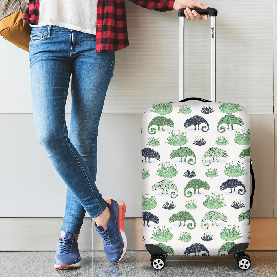 Chameleon Lizard Succulent Plant Pattern Luggage Covers