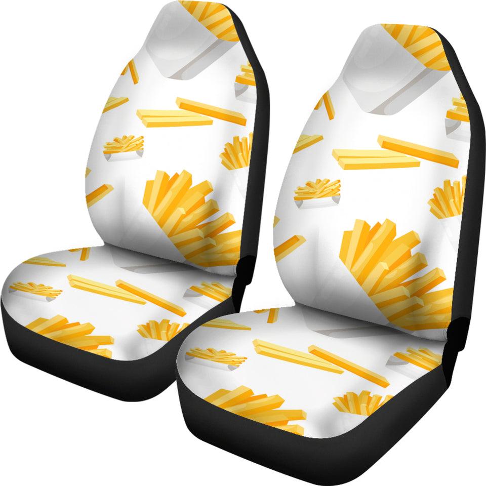 French Fries White Paper Box Pattern Universal Fit Car Seat Covers