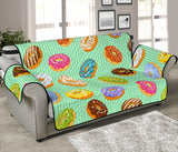 Colorful donut pattern green background Sofa Cover Protector