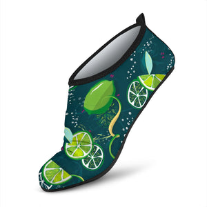 Lime Ice Flower Pattern Aqua Shoes