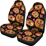 Pumpkin Flowers Spiderweb Halloween Theme Universal Fit Car Seat Covers