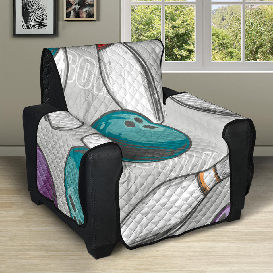 Bowling ball and pin gray background Recliner Cover Protector