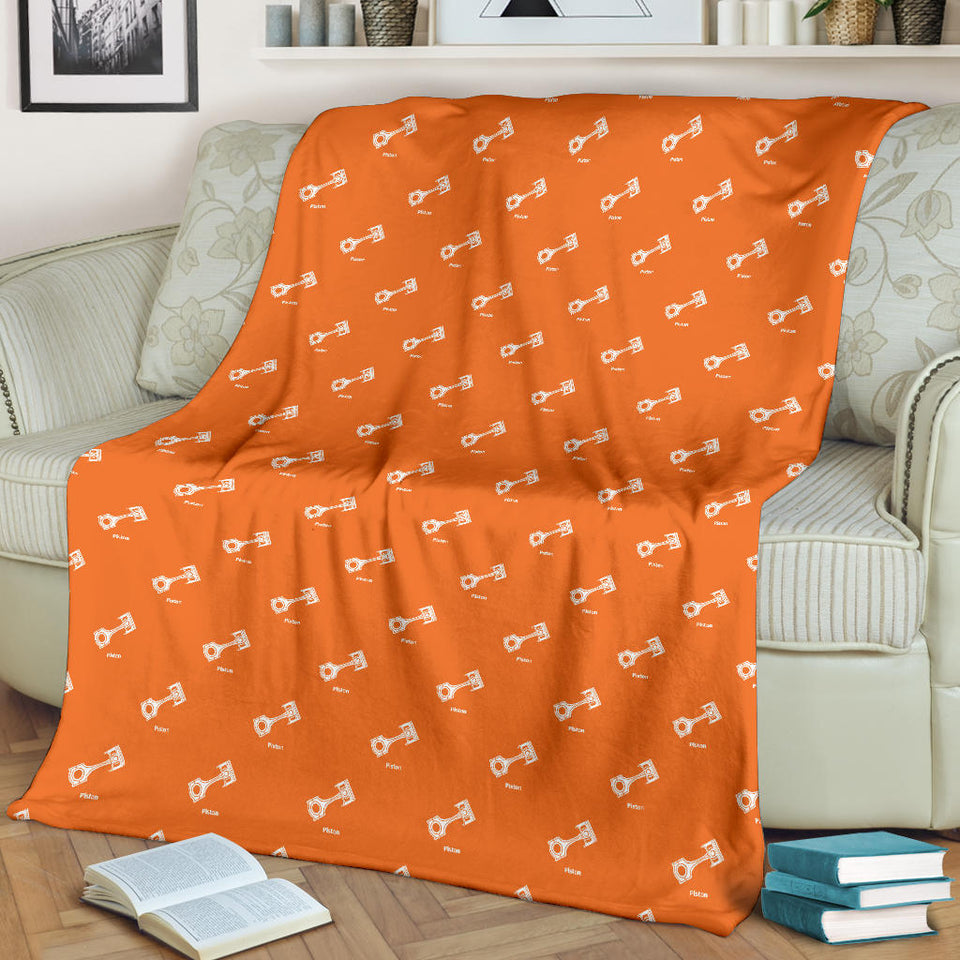 Engine Piston Orange Background Pattern Print Design 05 Premium Blanket