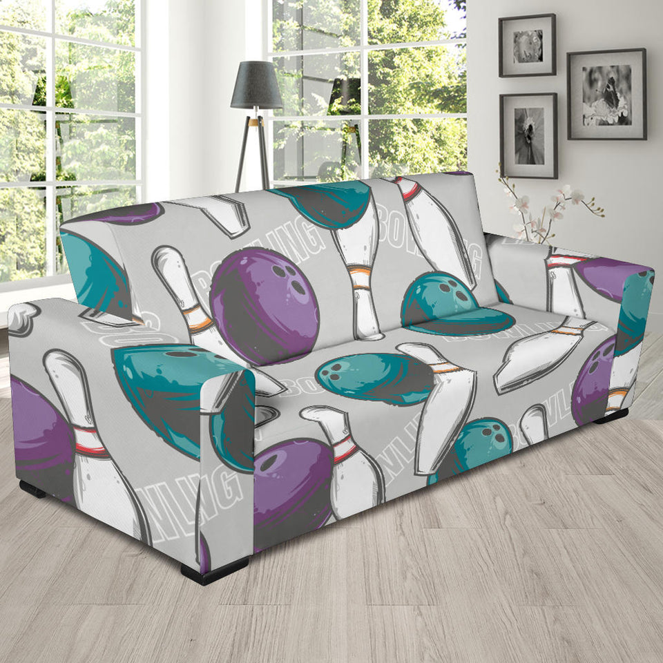 Bowling Ball And Pin Gray Background Sofa Slipcover