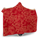 Gold Dragons Red Background Hooded Blanket