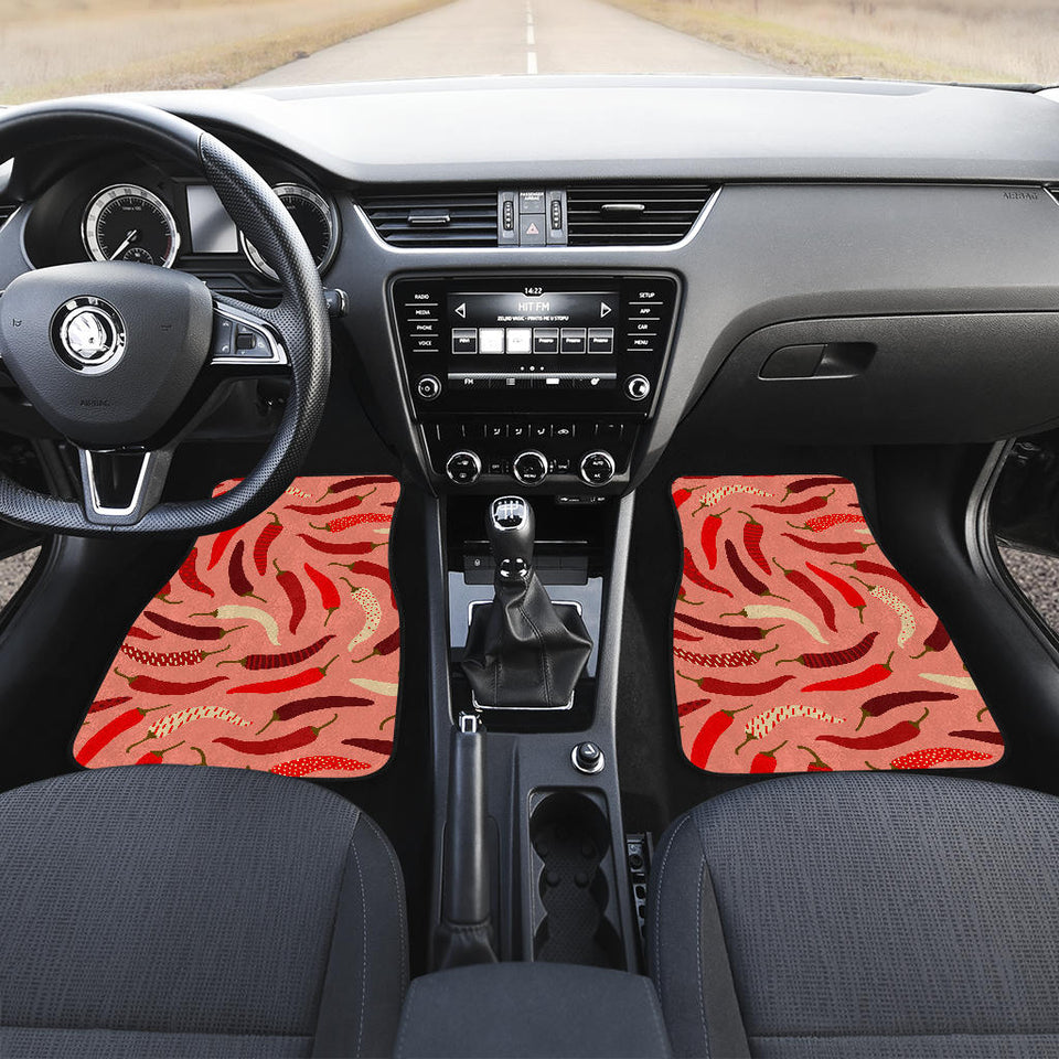Beautiful Chili Peppers Pattern Front And Back Car Mats