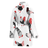 Cool Rooster Chicken Cock Floral Ornament Background Women'S Bathrobe
