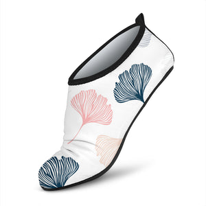 Black Gray Cream Coral Ginkgo Leaves Pattern Aqua Shoes