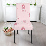 Poodle Dog Pink Color Theme Dining Chair Slipcover