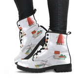 Windmill Design Pattern Leather Boots