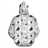 Crows Floral Wreath Rabbit Pattern Zip Up Hoodie
