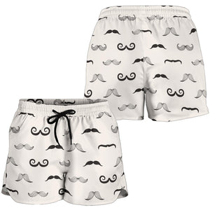 Mustache Beard Pattern Print Design 05 Women Shorts