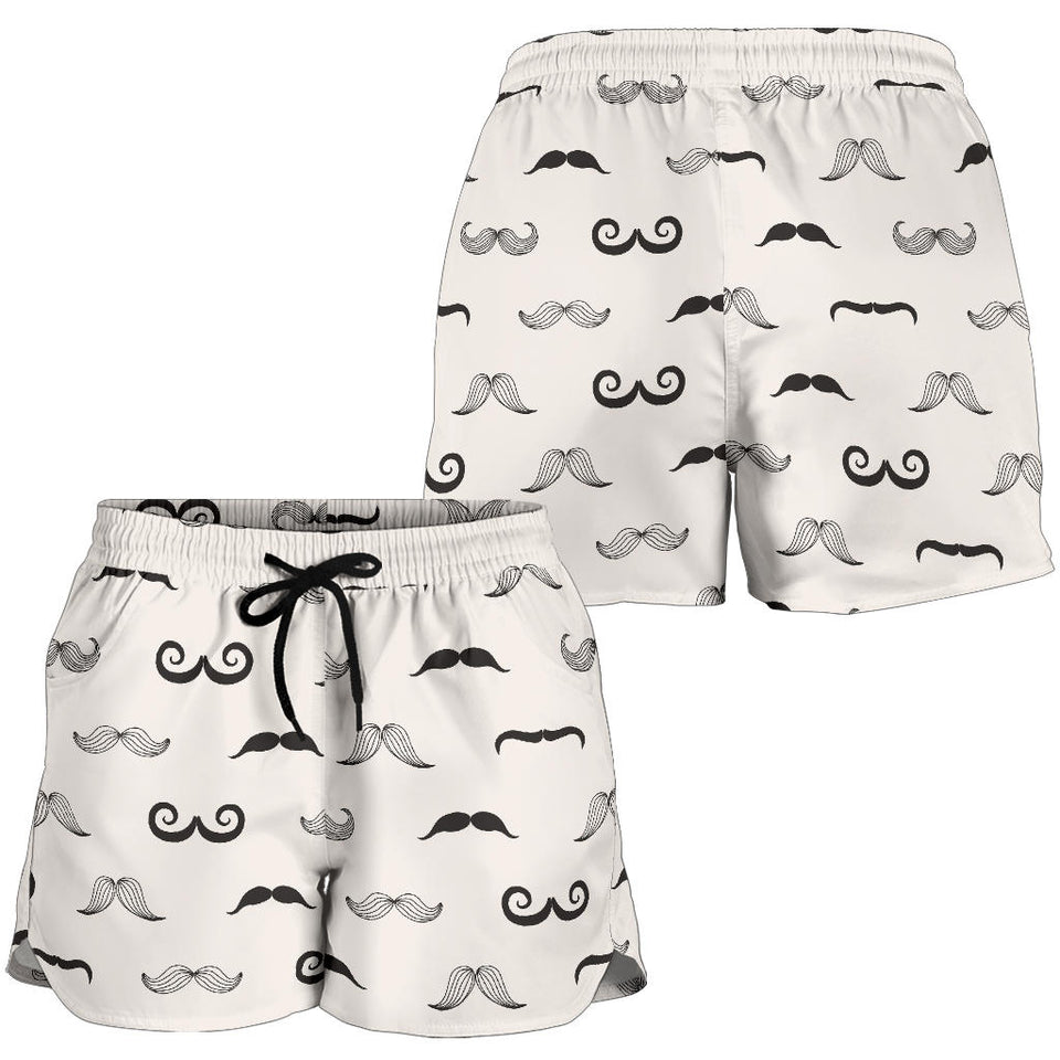 Mustache Beard Pattern Print Design 05 Women Shorts