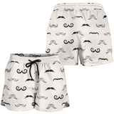 Mustache Beard Pattern Print Design 05 Women Shorts
