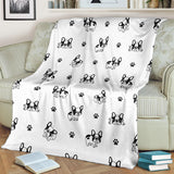 Cute French Bulldog Paw Pattern Premium Blanket