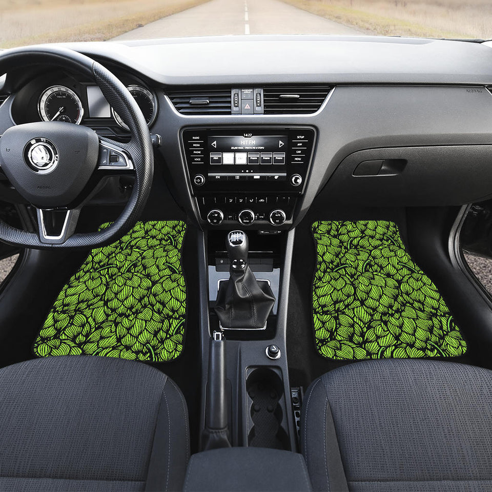 Green Hop Pattern Front And Back Car Mats