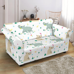 Cute Rhino Pattern Loveseat Couch Slipcover