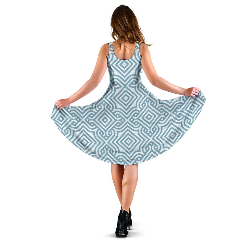 Arabic Pattern Sleeveless Midi Dress