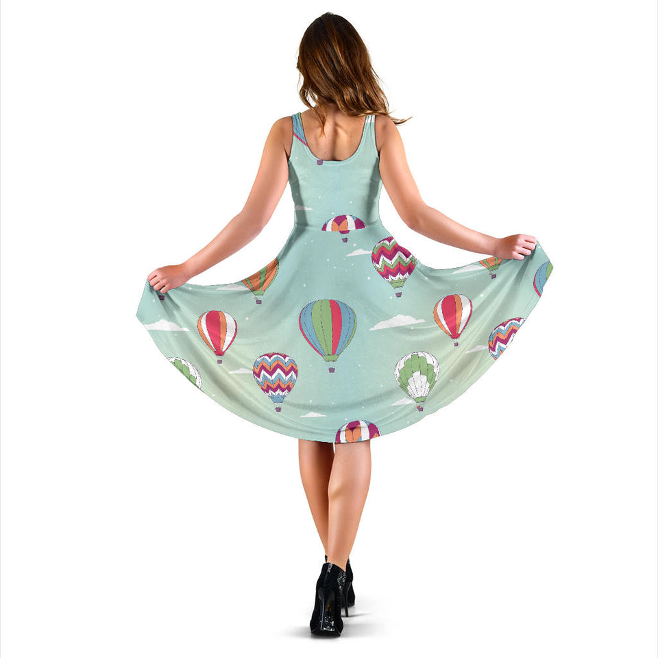 Hot Air Balloon Design Pattern Sleeveless Midi Dress