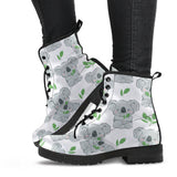 Hand Drawn Koala Leaves Pattern Leather Boots
