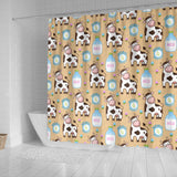 Cow Bottle Of Milk Pattern Shower Curtain Fulfilled In US