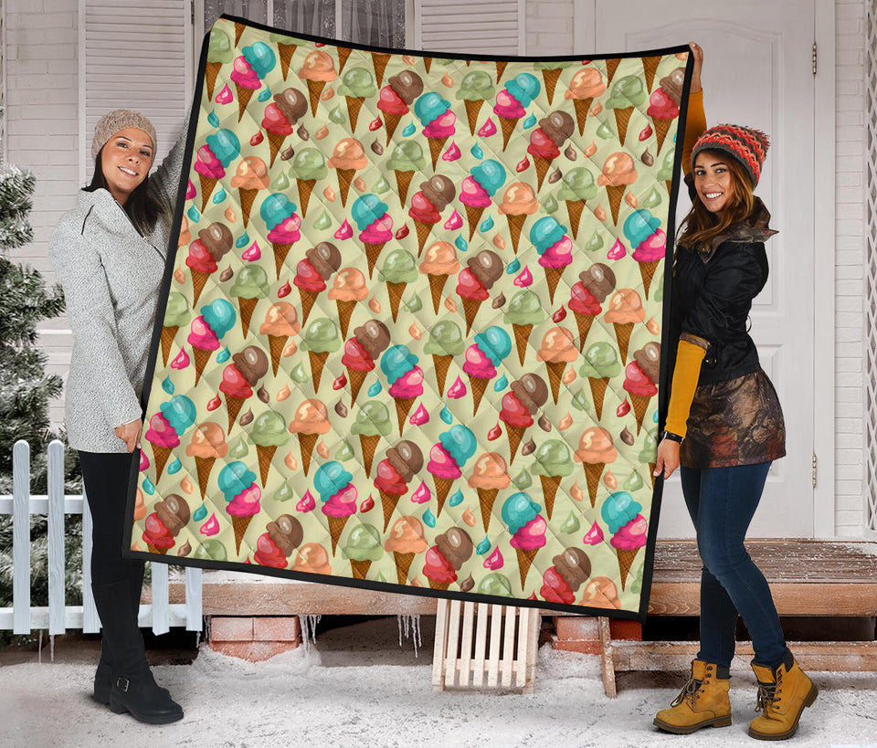 Colorful Ice Cream Pattern Premium Quilt