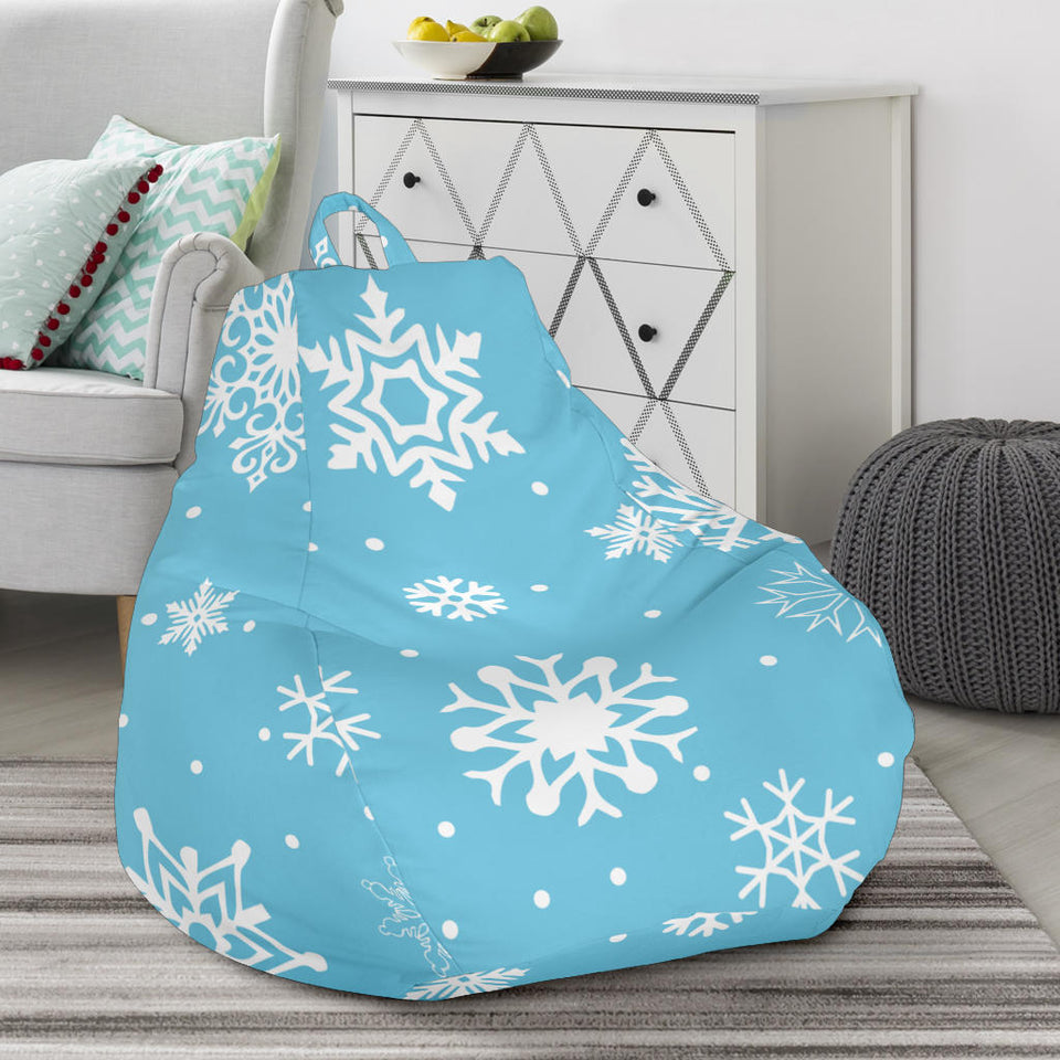 Snowflake Pattern Blue Background Bean Bag Cover