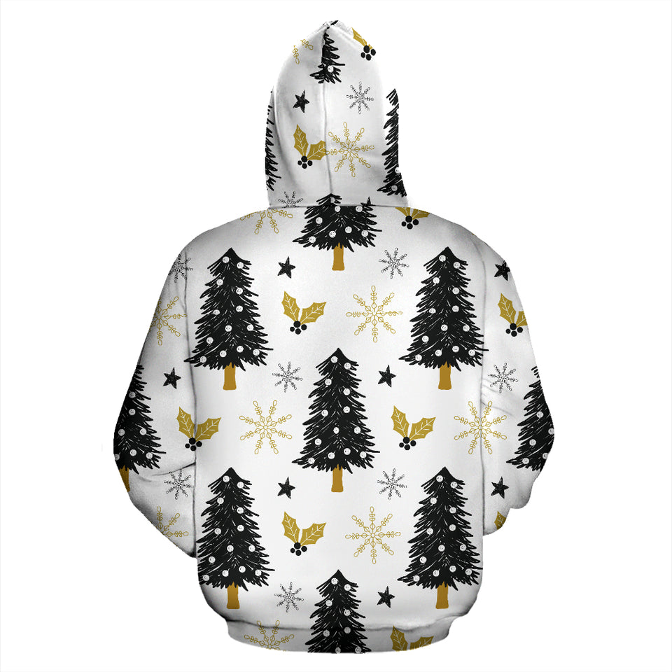 Christmas Tree Holly Snow Star Pattern Zip Up Hoodie