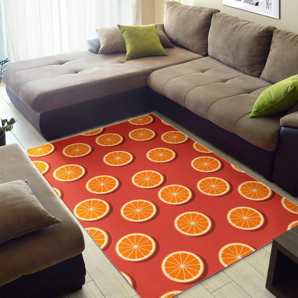 Oranges Pattern Red Background Area Rug
