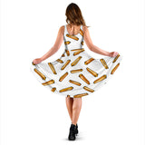 French Fries Potato Pattern Sleeveless Midi Dress