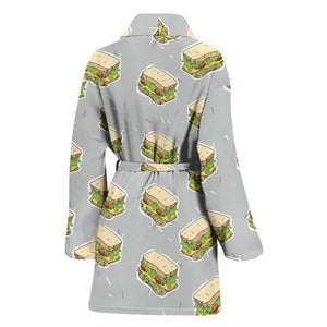 Sandwich Pattern Print Design 05 Women's Bathrobe