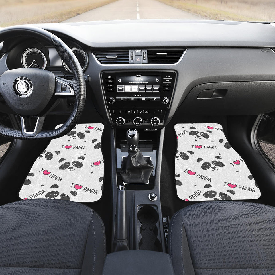 Hand Drawn Faces Of Pandas Pattern Front And Back Car Mats