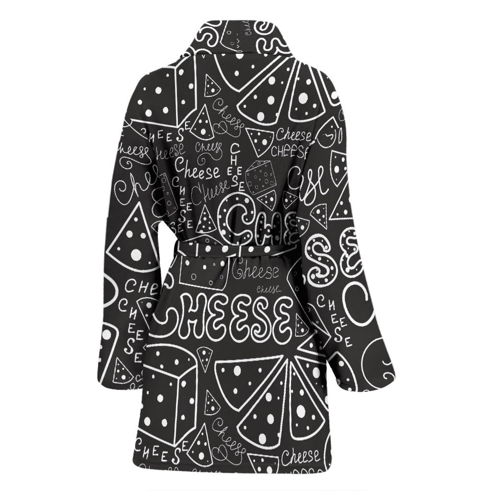 Handwritten Cheese Pattern Women'S Bathrobe