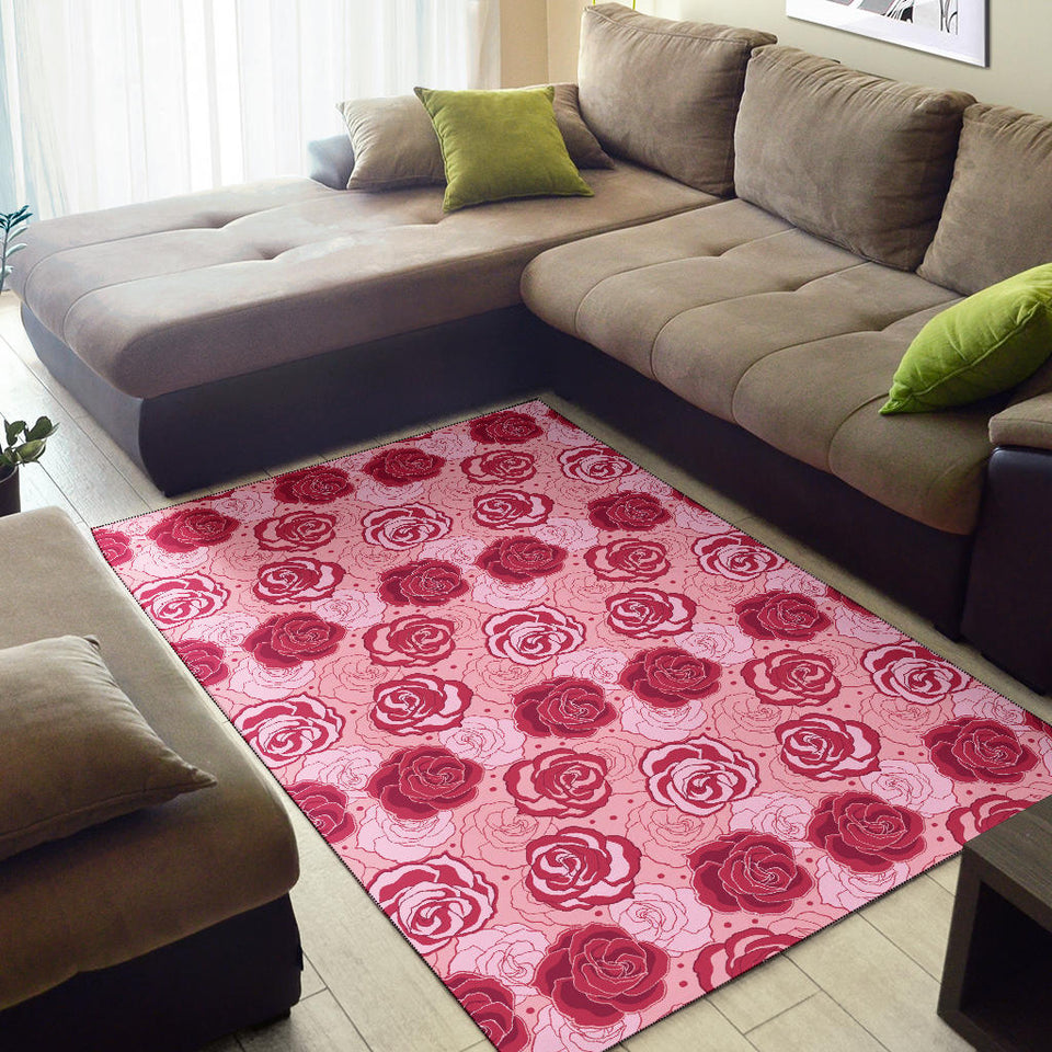 Rose Pattern Print Design 02 Area Rug