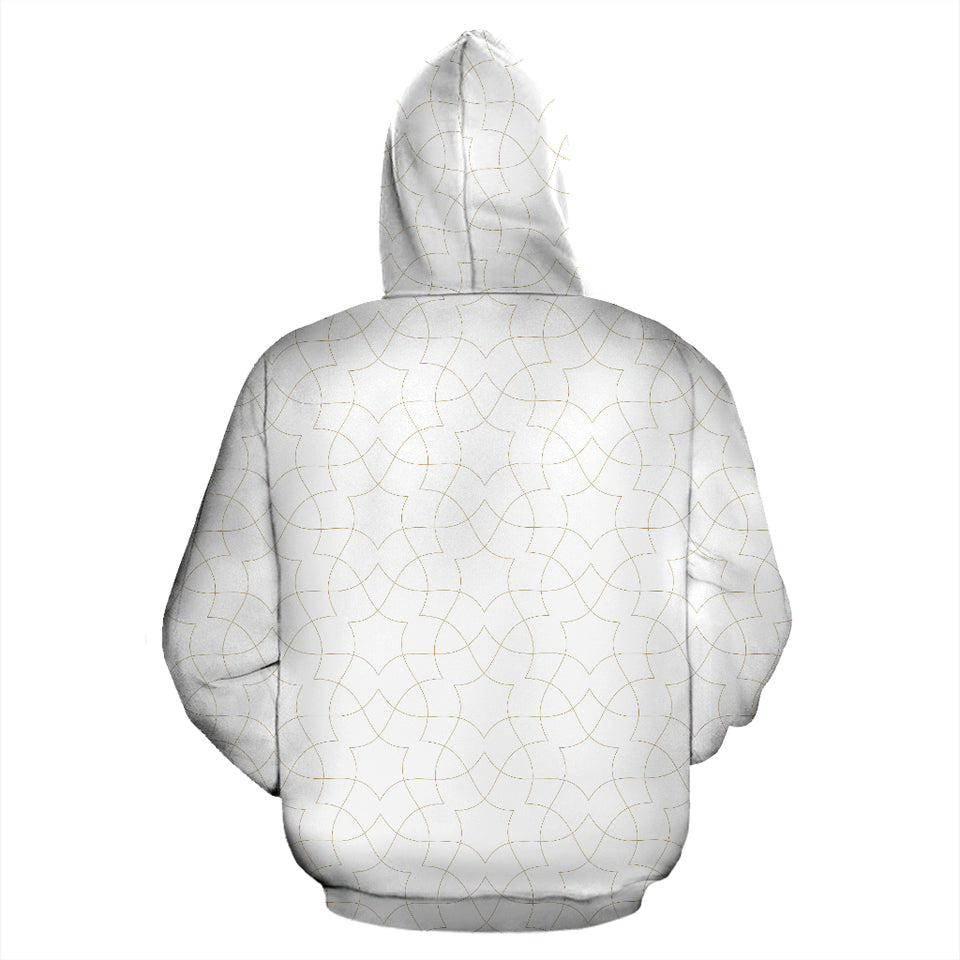 Arabic White Pattern Zip Up Hoodie