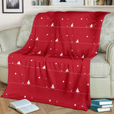 Christmas Tree Star Snow Red Background Premium Blanket
