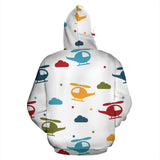 Colorful Helicopter Pattern Zip Up Hoodie