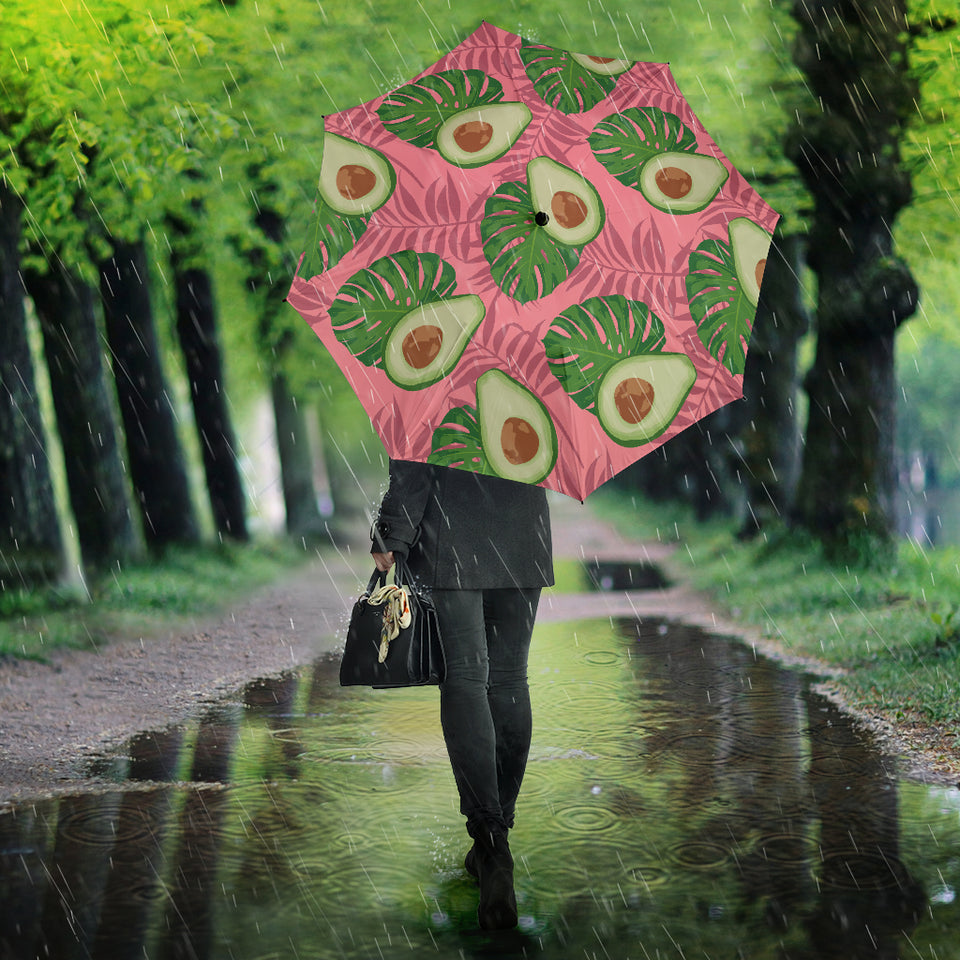 Avocado Slices Leaves Pink Back Ground Umbrella