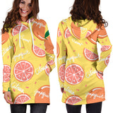 Grapefruit Yellow Background Women'S Hoodie Dress