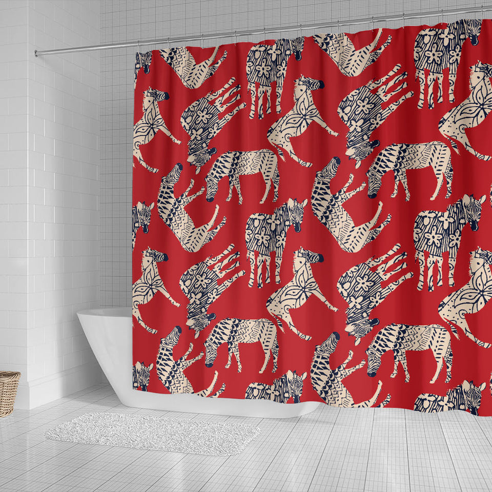 Zebra Abstract Red Background Shower Curtain Fulfilled In US