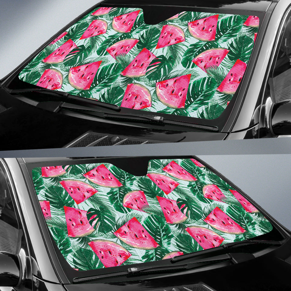 Watermelons Tropical Palm Leaves Pattern Car Sun Shade