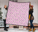 Lavender Pattern Pink Background Premium Quilt