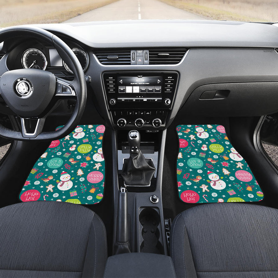 Snowman Bird Decorative Elements Christmas Pattern Front And Back Car Mats