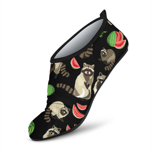 Raccoon Watermelon Pattern Aqua Shoes