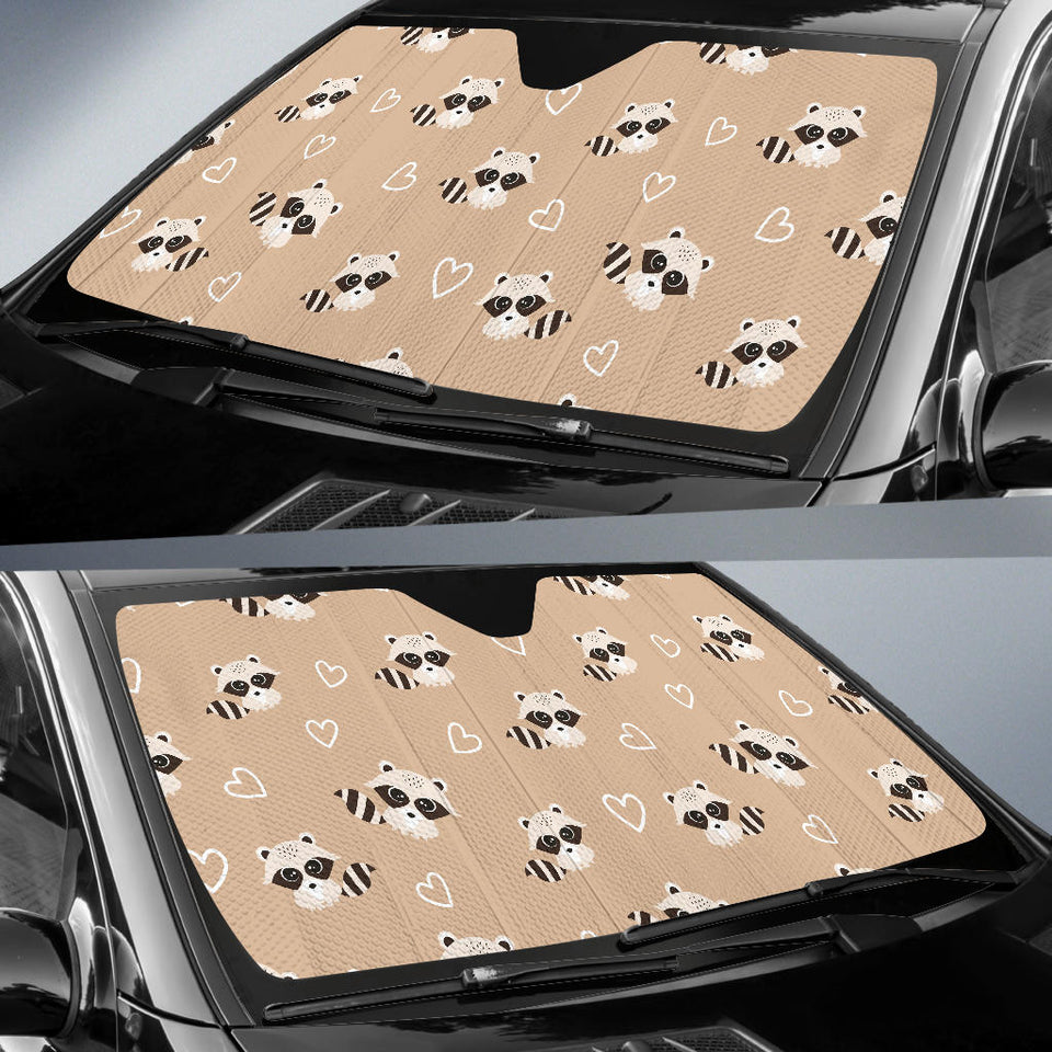 Cute Raccoon Heart Pattern Car Sun Shade