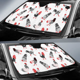 Cool Rooster Chicken Cock Floral Ornament Background Car Sun Shade
