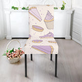 Cakes Pies Tarts Muffins And Eclairs Purple Blueberry Topping Pattern Dining Chair Slipcover