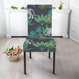 White Bengal Tigers Tropical Plant Dining Chair Slipcover